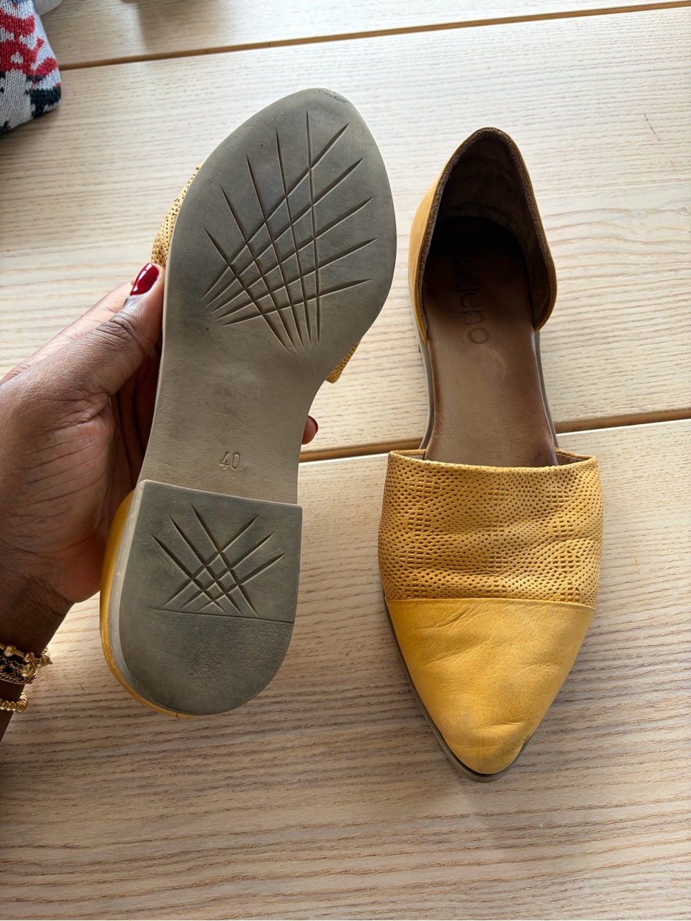 Bueno Mustard Yellow Pointed D'Orsay Flats
